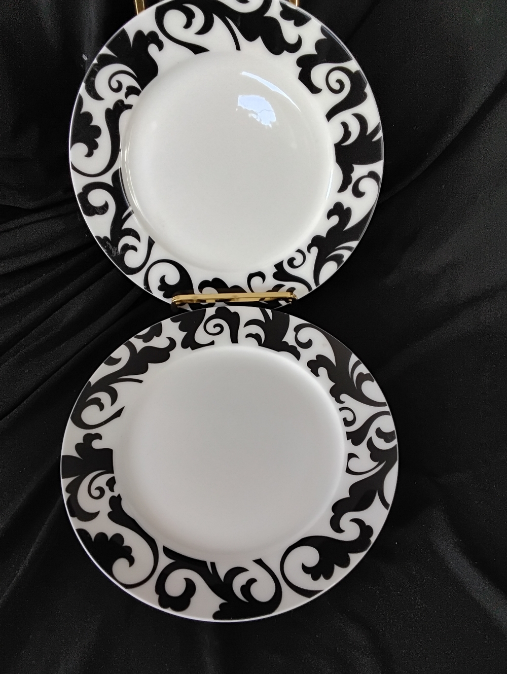 Set Of 2 Fiori Black  Dessert Plate